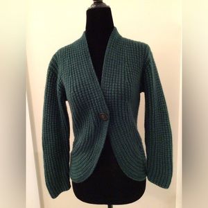 IRIS v ARNIM 100% Cashmere Dark Green One Button Cardigan - XS